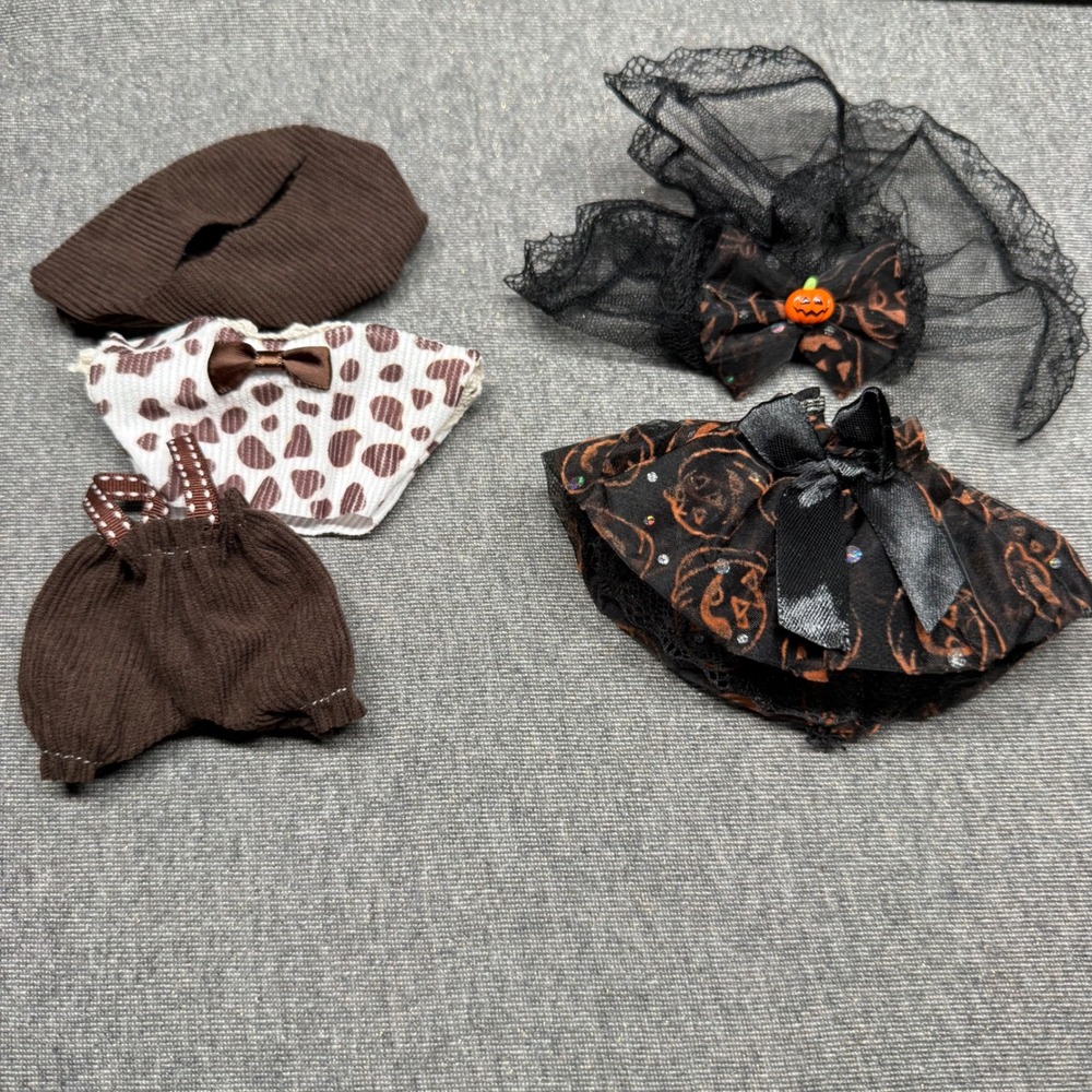 Fashion Doll Clothes Set 17cm Plushie Outfits Halloween Pumpkin & Corduroy Brown